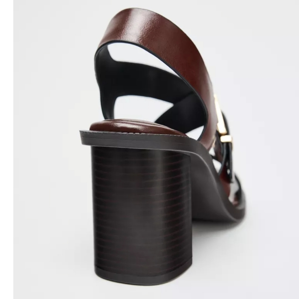 Zara elegant Brown Strappy Heeled Sandals - Picture 6 of 6